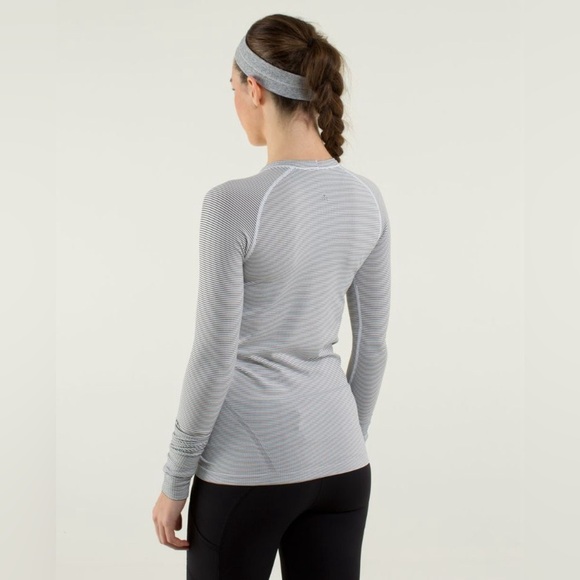 Lululemon Swiftly Tech Long Sleeve Crew Neck Shirt Black White Stripe - Picture 2 of 16